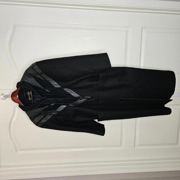Vintage 1980's Wool and Leather David Benjamin Collection Women's Coat Size 10 - Picture 4 of 9